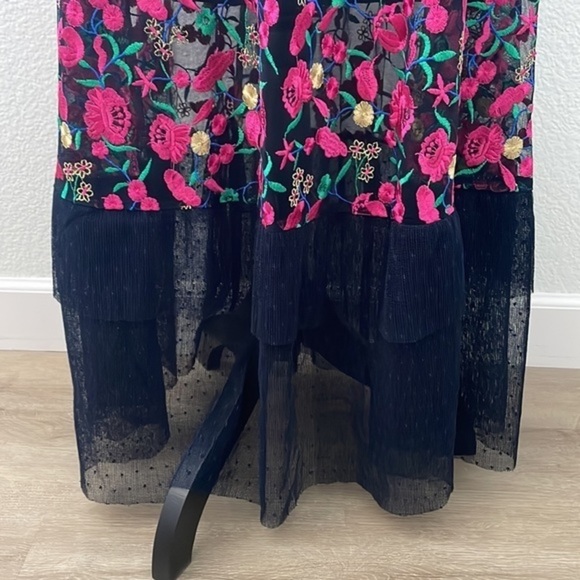 NWT $298 Dress The Population Bright Floral Embroidered Dress Navy 0055 - Picture 7 of 16